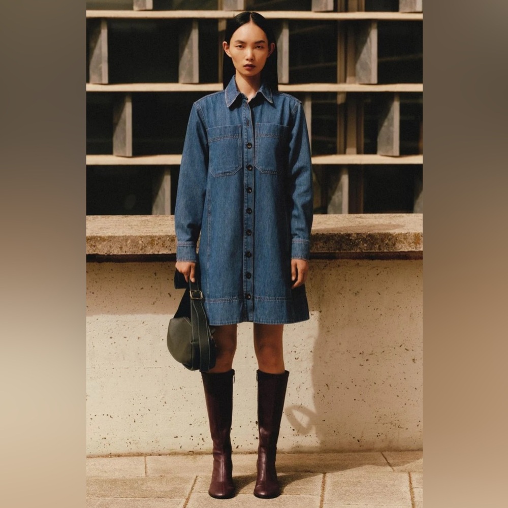 ME+EM relaxed denim shirt dress